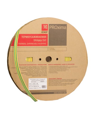 Термоусаживаемая трубка ТУТ нг 16/8 жел-зел рулон EKF PROxima (tut-16-yg) в Тюмени Аксессуары для кабель-канала Pintop.ru