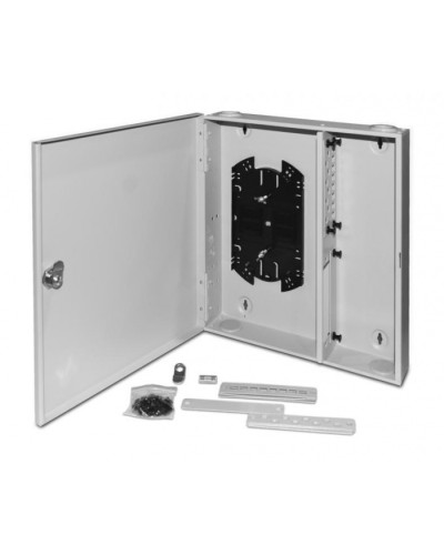 Бокс оптический универсальный настенный, от 8 до 32 портов (SC, duplex LC, ST, FC) Hyperline FO-WBX-4xSLT-W140H42-32UN-GY в Тюмени Кросс оптический Pintop.ru