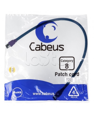 Патч-корд S/FTP Cabeus PC-SSTP-RJ45-Cat.8-0.5m-LSZH в Тюмени Патчкорды (медные) Pintop.ru