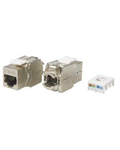 Вставка Keystone Jack RJ-45(8P8C) Hyperline KJ8-8P8C-C6-180-TLS-SH-F-WH в Тюмени Модули Keystone Pintop.ru