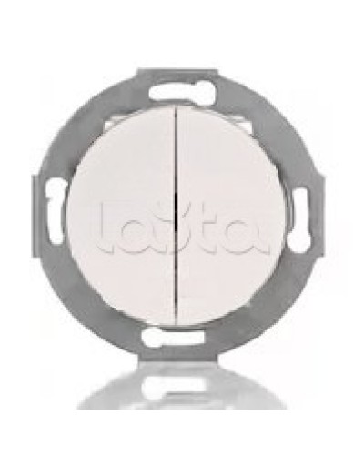 Выключатель двухклавишный Экопласт (схема 5) 10 A, 250 B (белый) Vintage в Тюмени Розетки компьютерные и телефонные Pintop.ru