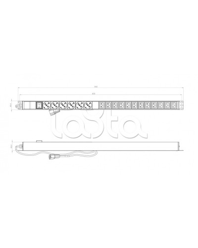Блок розеток вертикальный черн Hyperline (SHE-6SH-12IEC-2.5AIEC) в Тюмени Блоки розеток Pintop.ru
