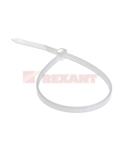 Хомут-стяжка нейлоновый 3х200 мм белый (100шт/уп) REXANT 07-0200-4 в Тюмени Стяжки-хомуты Pintop.ru