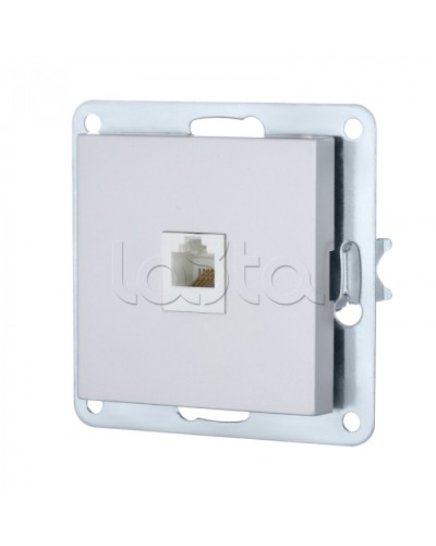 Розетка телефонная RJ-12 с накладкой (серебристый металлик) LK 80 Экопласт (845503-1) в Тюмени Розетки компьютерные и телефонные Pintop.ru