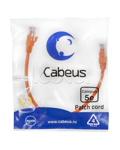 Патч-корд медный U/UTP кат.5е (0,3м) LSZH (оранжевый) Cabeus (PC-UTP-RJ45-Cat.5e-0.3m-OR-LSZH) в Тюмени Патчкорды (медные) Pintop.ru