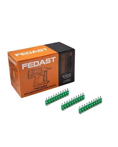 Гвозди 3.0*19 мм усиленные для монтажного пистолета (1000 шт/уп) FEDAST fd3019eg в Тюмени Крепеж: Дюбели, шурупы, саморезы Pintop.ru