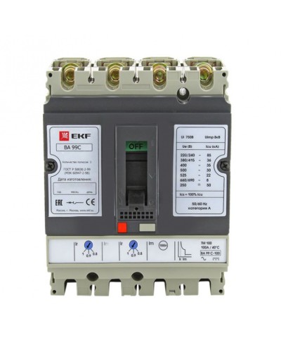 Выключатель автоматический ВА-99C (Compact NS) 160/125А 3P+N 36кА EKF PROxima (mccb99C-160-125+N) в Тюмени Электротехническое оборудование Pintop.ru
