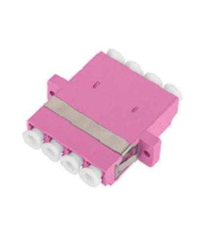 Адаптер NIKOMAX волоконно-оптический, соединительный, многомодовый, стандарта OM4, LC/UPC-LC/UPC, квадро, пластиковый, без шторки, с фланцами, маджента, уп-ка 2шт. в Тюмени Проходные адаптеры и розетки оптические Pintop.ru