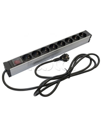 Блок розеток для 19 шкафов, горизонтальный Hyperline (SHZ19-8SH-S-2.5EU) в Тюмени Блоки розеток Pintop.ru