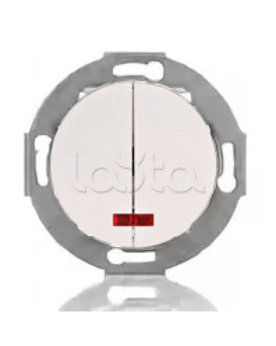 Выключатель двухклавишный Экопласт (схема 5L) с индикатором 10 A, 250 B (белый) Vintage в Тюмени Розетки компьютерные и телефонные Pintop.ru