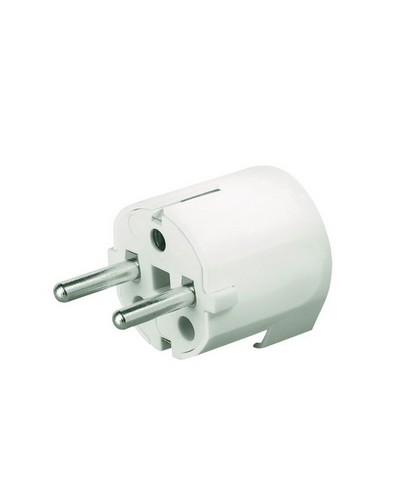 Вилка кабельная, бытовая с боковым вводом кабеля. Белая. IP20 16А 2P+E 230В DKC DIS13083 в Тюмени Аксессуары для стоек и шкафов Pintop.ru