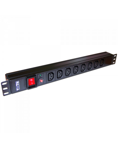 Блок розеток 19, 1-фазный с выкл. 10A / 250V, 8xC13, без шнура питания, разъем C14 TWT (TWT-PDU19-10A8C3) в Тюмени Блоки розеток Pintop.ru