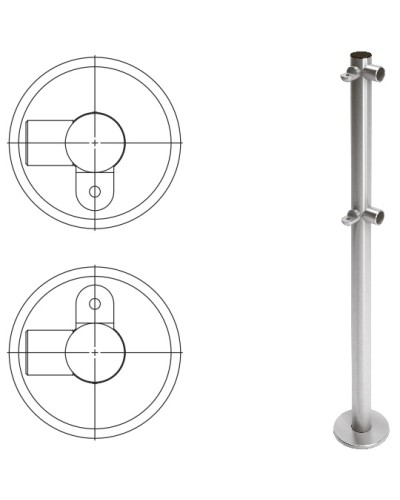 Стойка ограждения L-образная с 2-мя полупетлями cправа (антик серебро) Oxgard в Тюмени Ограждения Pintop.ru
