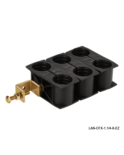 Комплект крепления для 6-ти коаксиальных кабелей диаметром 1-1/4, со струбциной LANMASTER LAN-CFX-1.1/4-6-EZ в Тюмени Аксессуары для стоек и шкафов Pintop.ru