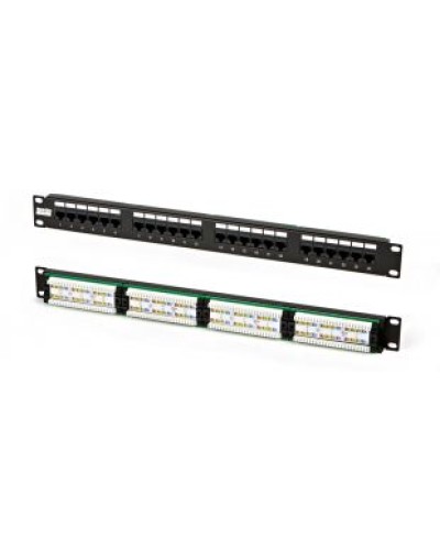 Патч-панель высокой плотности 19, 0.5U, 24 порта RJ-45, категория 5e, Dual IDC Hyperline PPHD-19-24-8P8C-C5e-110D в Тюмени Патч панель Pintop.ru