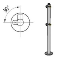 Стойка ограждения L-образная под поворотные створку и секцию 2 полупетли с крепежом, 2 муфты с крепежом слева Oxgard Стойка ограждения с 2-мя полупетлями L-образная слева (ВЗР 1996.09.11)