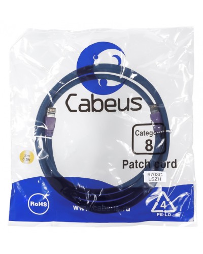 Патч-корд S/FTP Cabeus PC-SSTP-RJ45-Cat.8-2m-LSZH в Тюмени Патчкорды (медные) Pintop.ru