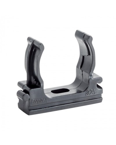 CF25G Держатель (клипса), без галогена, для труб D25мм, цвет чёрный (10шт) Экопласт (41725-10HF-BL) в Тюмени Держатели, клипсы, скобы Pintop.ru