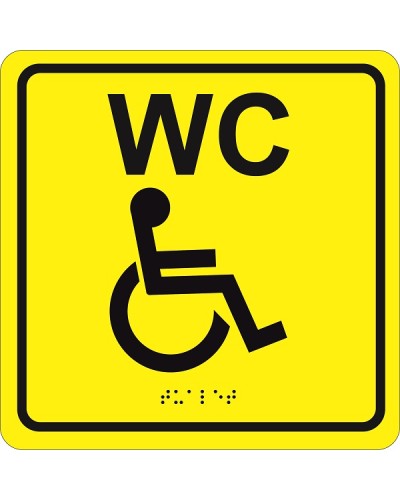 Табличка тактильная Hostcall MP-010Y3Туалет для инвалидов (200x200мм) желтый в Тюмени Система оповещения и трансляции Hostcall Pintop.ru
