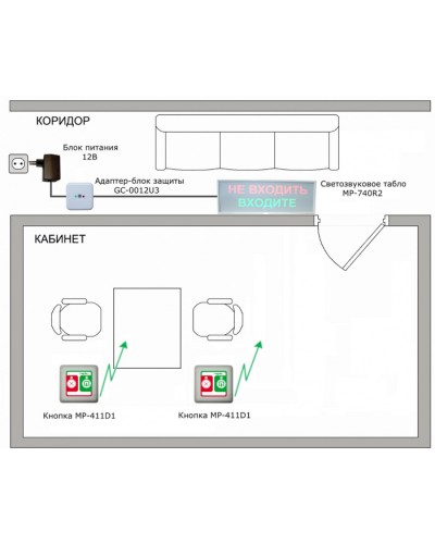 Радиокомплект светового и звукового вызова Hostcall MP-911W2 в Тюмени Система оповещения и трансляции Hostcall Pintop.ru
