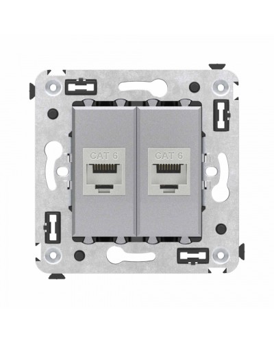 Компьютерная розетка RJ-45 в стену, кат.6 двойная экранированная, Avanti, Закаленная сталь DKC (4404794) в Тюмени Розетки компьютерные и телефонные Pintop.ru