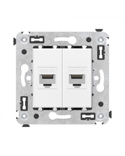 Компьютерная розетка RJ-45 без шторки в стену, кат.5е двойная, Avanti, Белое облако DKC 4400664 в Тюмени Розетки компьютерные и телефонные Pintop.ru