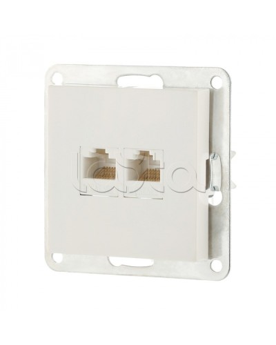Розетка компьютерная двойная 2хRJ-45 кат.5е с накладкой (белый) LK80 Экопласт (846204-1) в Тюмени Розетки компьютерные и телефонные Pintop.ru