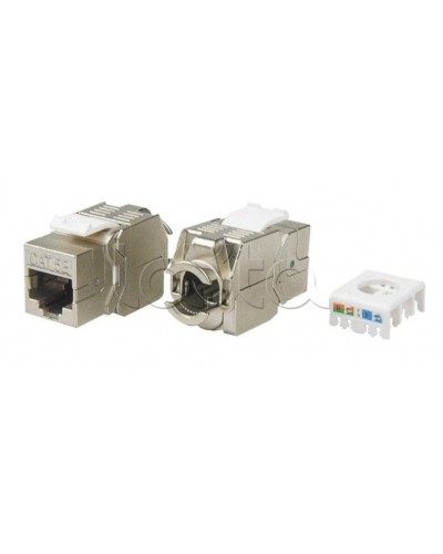 Вставка Keystone Jack RJ-45(8P8C) Hyperline KJ8-8P8C-C5e-180-TLS-SH-F-WH в Тюмени Модули Keystone Pintop.ru