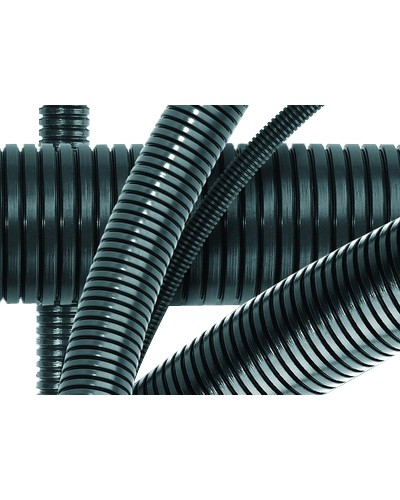 Труба гофрированная DN36мм, ПВ-0, D вн 36,3 мм, D нар 42,5 мм, полиамид 6, с протяжой DKC PA613643F0 в Тюмени Труба гофрированная Pintop.ru