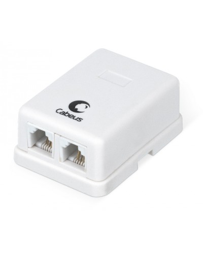 Розетка телефонная RJ-12(6P4C), двойная, внешняя, белая Cabeus WS-6P4C-TEL-2 в Тюмени Розетки компьютерные и телефонные Pintop.ru