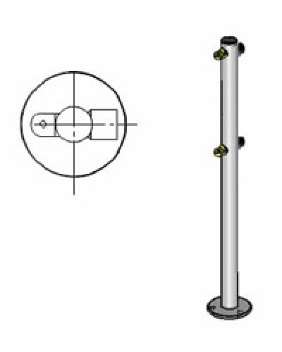 Стойка ограждения с 2-мя полупетлями под поворотную створку или секциюi-образная, 2 муфты Oxgard Стойка ограждения с 2-мя полупетлями i-образная (ВЗР 1996.01-01) в Тюмени Ограждения Pintop.ru