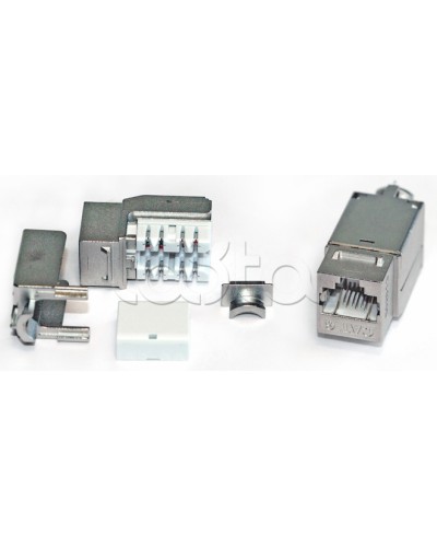 Вставка Keystone Jack RJ-45(8P8C), категория 6A, экранированная, 110 IDC, заделка с помощью NE-TOOL, белая Hyperline KJNE-8P8C-C6A-90-SH-F-WH в Тюмени Модули Keystone Pintop.ru