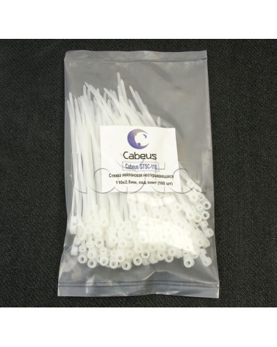 Стяжка нейлоновая неоткрывающаяся, безгалогенная (halogen free), 110x2.5мм, под винт (100 шт) Cabeus GTSC-110 в Тюмени Стяжки-хомуты Pintop.ru