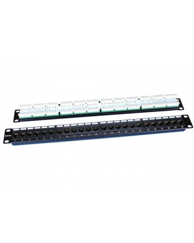 Патч-панель 19, 1U, 24 порта RJ-45, категория 5e, Dual IDC, ROHS, цвет черный Hyperline PP3-19-24-8P8C-C5E-110D в Тюмени Патч панель Pintop.ru