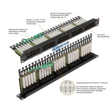 Патч-панель 19", телефонная 1U, 50xRJ45 NIKOMAX (NMC-RP50UC3-1U-BK)
