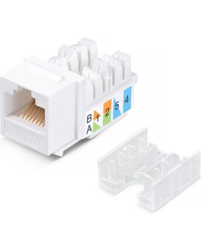 Модуль Keystone Jack RJ-45(8P8C), UTP неэкранированный, CAT 5e, тип 90 градусов, белый REXANT PRO 02-0064 в Тюмени Модули Keystone Pintop.ru
