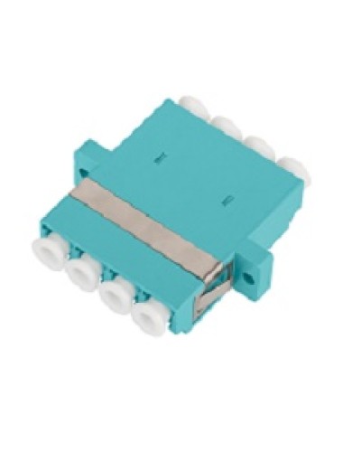 Адаптер NIKOMAX волоконно-оптический, соединительный, многомодовый, стандарта OM3, LC/UPC-LC/UPC, квадро, пластиковый, без шторки, с фланцами, аква, уп-ка 2шт. в Тюмени Проходные адаптеры и розетки оптические Pintop.ru