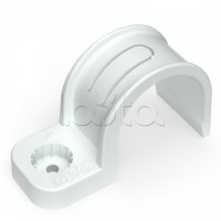 Крепеж-скоба пластиковая односторонняя для прямого монтажа белая в п/э д32 Промрукав (PR13.0379)