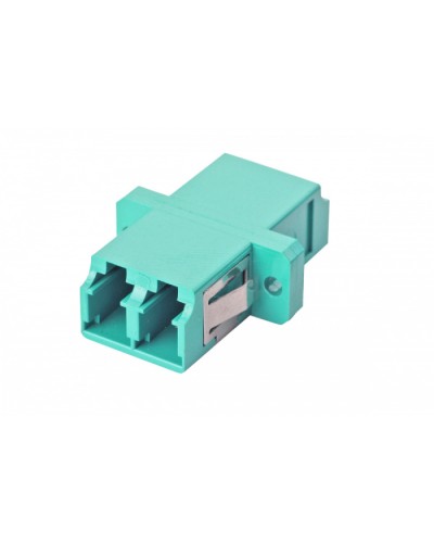 Оптический адаптер OM3, дуплекс LC, с фланцами, бирюзовый Eurolan (36A-30-2L-02AQ) в Тюмени Проходные адаптеры и розетки оптические Pintop.ru