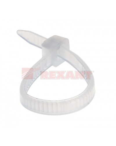 Хомут-стяжка нейлоновый 2.5х60 мм белый (100шт/уп) REXANT 07-0060 в Тюмени Стяжки-хомуты Pintop.ru