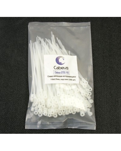 Стяжка нейлоновая неоткрывающаяся, безгалогенная (halogen free), 150x3.6мм, под винт (100 шт) Cabeus GTSC-150 в Тюмени Стяжки-хомуты Pintop.ru