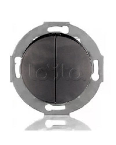 Выключатель двухклавишный Экопласт (схема 5) 10 A, 250 B (черный ) Vintage в Тюмени Розетки компьютерные и телефонные Pintop.ru