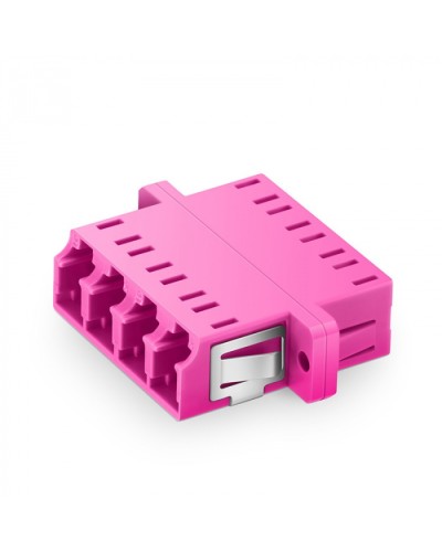 Оптический адаптер OM4, квадро LC, с фланцами, пурпурный Eurolan (36A-40-4L-02MG) в Тюмени Проходные адаптеры и розетки оптические Pintop.ru