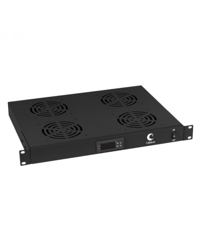 Панель вентиляционная с 4 вентиляторами с цифровым термодатчиком (черный) Cabeus JG03t-BK в Тюмени Вентиляторные модули Pintop.ru