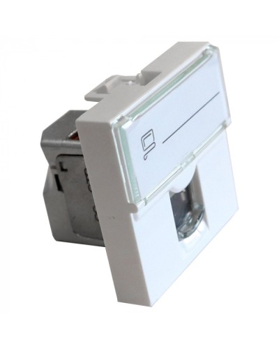 Вставка Mosaic 45x45, RJ-45 STP, кат.6, со шторкой и увеличенным окном маркировки, белая LANMASTER LAN-SIP-23S6-WH в Тюмени Модули Keystone Pintop.ru