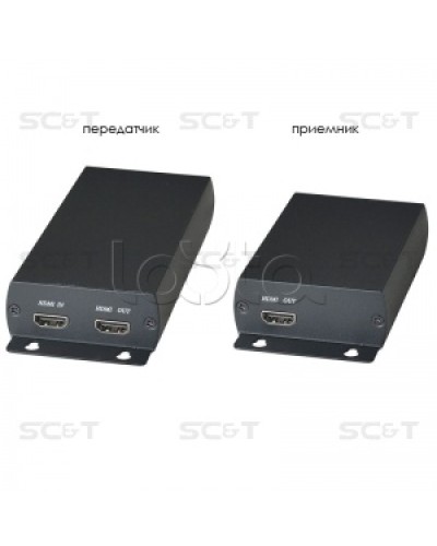 Комплект (передатчик + приёмник) для передачи HDMI по одному кабелю витой пары SC&T HE03 в Тюмени Видеоусилители, Модуляторы, Делители Pintop.ru