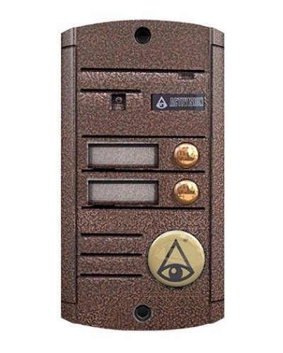 Видеопанель вызывная накладная цветная на 2 абонента Activision AVP-452 (PAL, медь) в Тюмени Вызывные видеопанели малоабонентные Pintop.ru