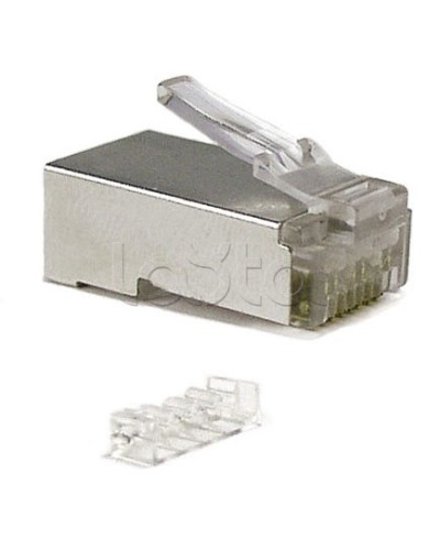 Коннектор RJ-45 под витую пару, категория 6 (50 µ/ 50 микродюймов), экранированный, универсальный (для одножильного и многожильного кабеля), со вставкой Cabeus 8P8C-SH-C6-TWP в Тюмени Коннекторы и разъемы Pintop.ru