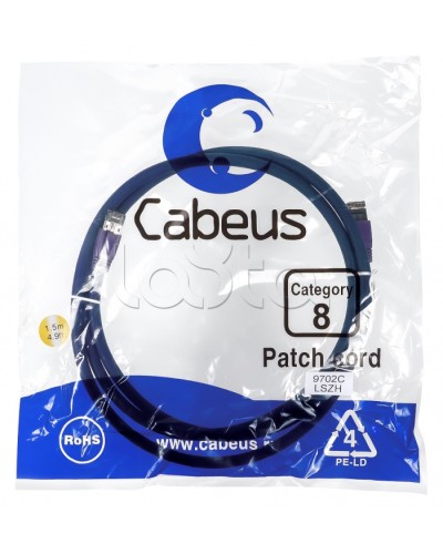 Патч-корд S/FTP Cabeus PC-SSTP-RJ45-Cat.8-1.5m-LSZH в Тюмени Патчкорды (медные) Pintop.ru