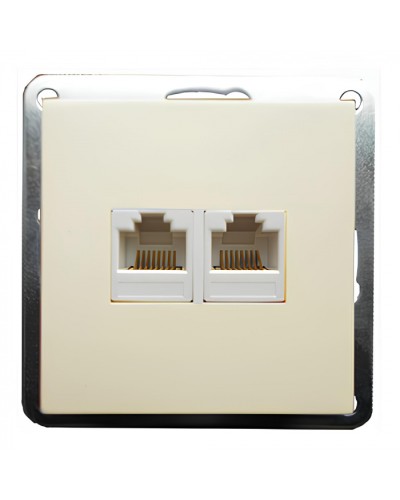 Розетка телефонная двойная 2хRJ-11 с накладкой (бежевый) LK60 (865601-1) в Тюмени Розетки компьютерные и телефонные Pintop.ru